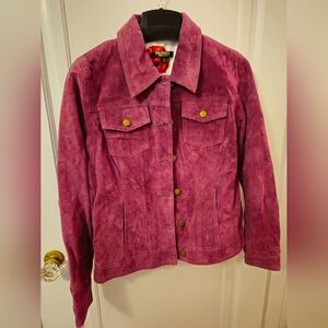 Twiggy London Suede Leather Jacket, NWOT, Size M, Fuschia